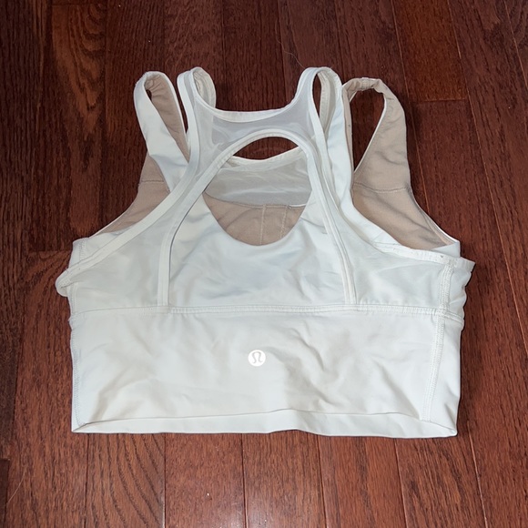 Lululemon Size 2 High-Neck Longline Mesh White Sports Bra. - Picture 3 of 5
